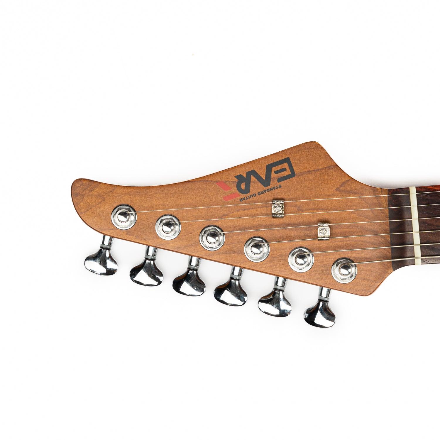 Eart Guitars, YMX-SG3, Roasted Bookmatch Mahogany Body SSS Vintage Style Electric Guitar, Blue - Image 3
