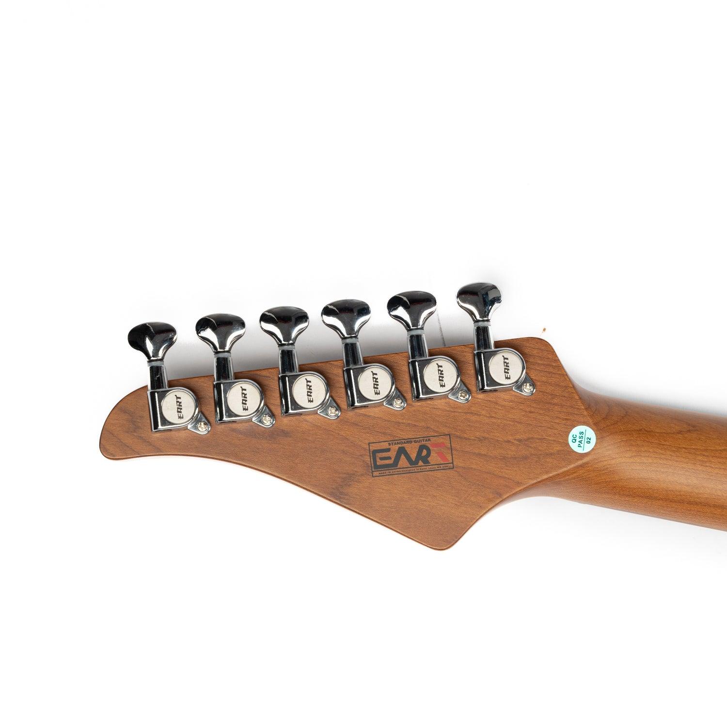 Eart Guitars, YMX-SG3, Roasted Bookmatch Mahogany Body SSS Vintage Style Electric Guitar, Blue - Image 4