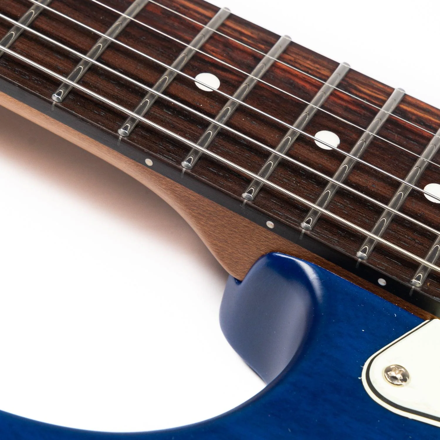Eart Guitars, YMX-SG3, Roasted Bookmatch Mahogany Body SSS Vintage Style Electric Guitar, Blue - Image 5
