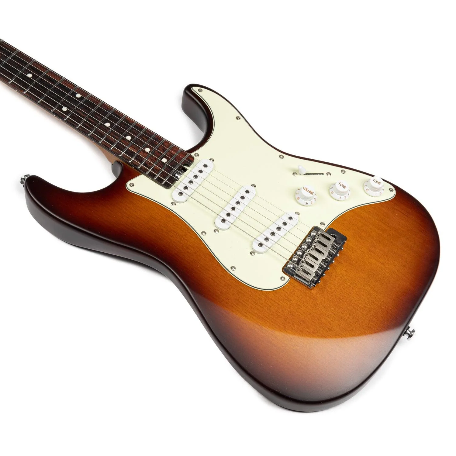 Eart Guitars, YMX-SG3, SSS Ceramic Single Coil Pickups Vintage Style Electric Guitar, Brown Sunburst - Image 6