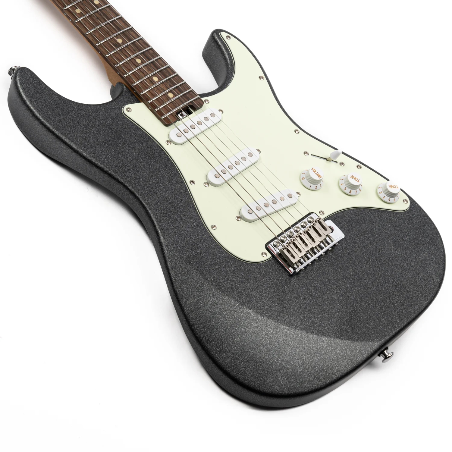 Eart Guitars, YMX-SG3, SSS Ceramic Single Coil Pickups Vintage Style Electric Guitar, Metal Black - Image 6