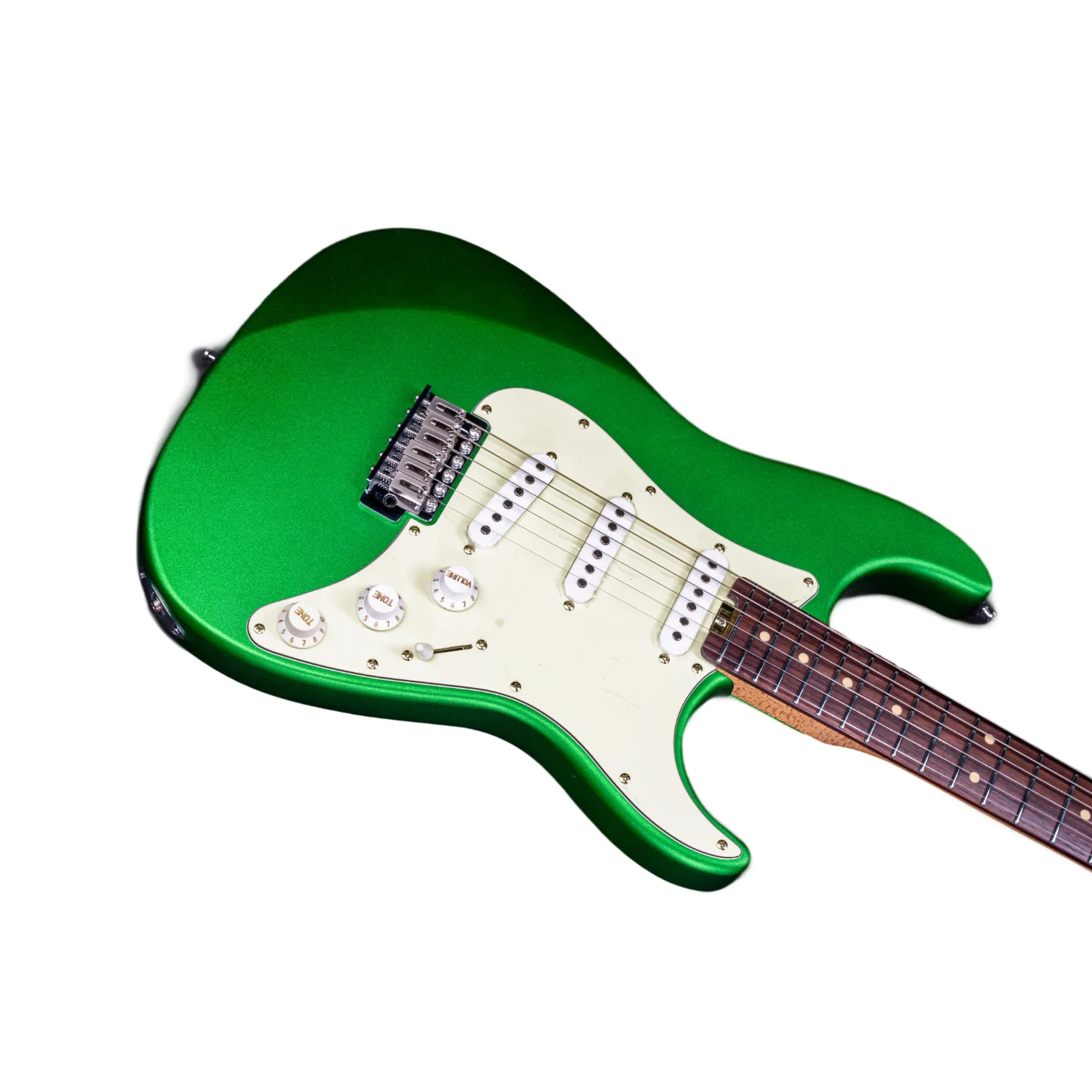 Eart Guitars, YMX-SG3, SSS Roasted Book-match Mahogany Body Vintage Style Electric Guitar, Pearl Green - Image 5